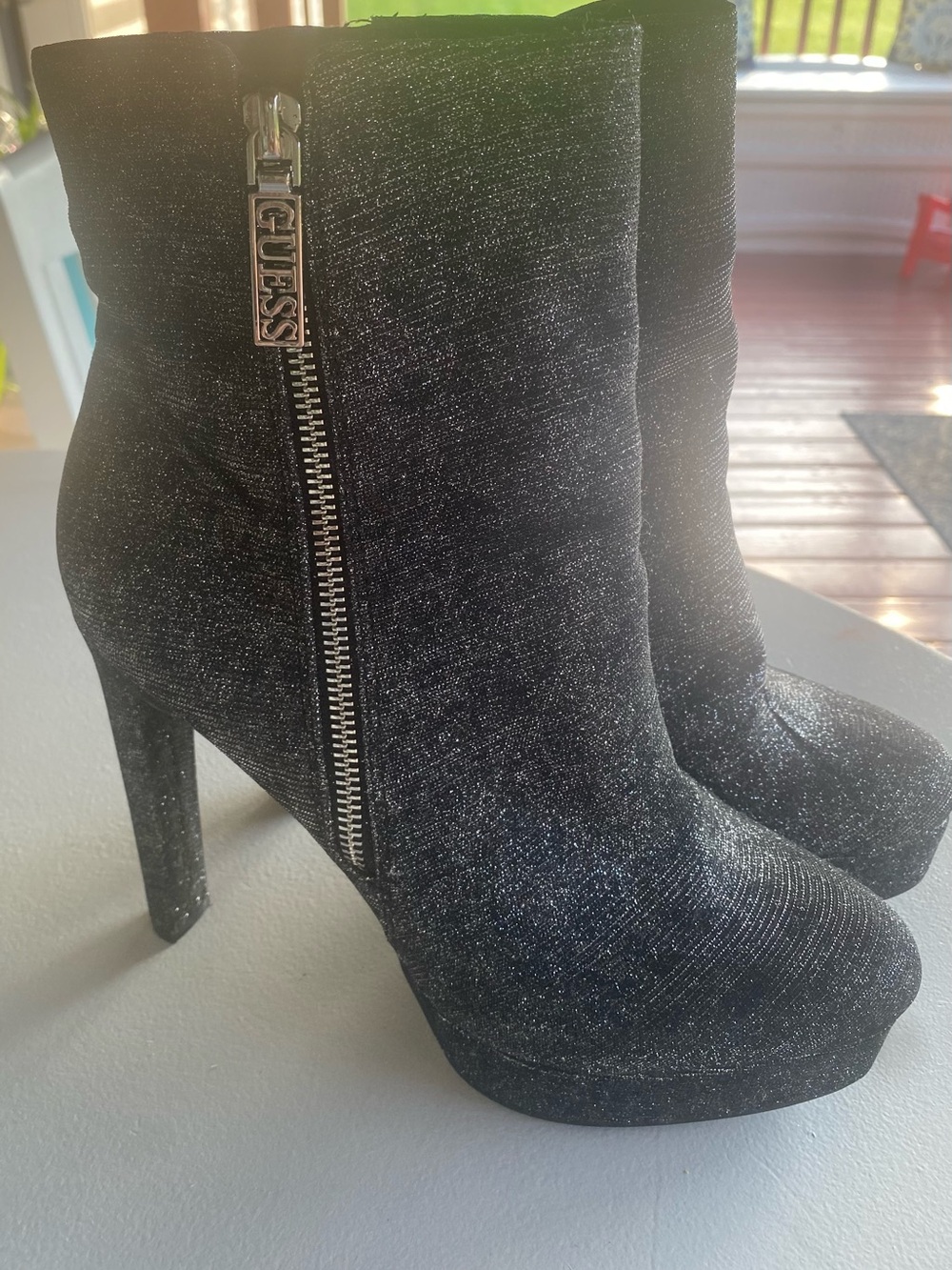 Guess Black Sparkle Platform Booties